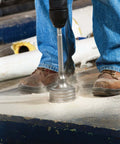 Bosch HC7508 6-in rotary hammer core bit; silver metal bit mounted on drill for concrete cutting