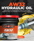 AW32 Hydraulic Fluid 5 Gallon Pail with industrial machinery background