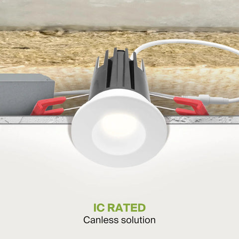 Two-Inch Recessed Led Lights With Junction Box For No Sweat Install Smooth Glow Dimmable Downlights Adjustable Color Temperature Ic Rated Round White Trim High Cri 90 120V To 277V Real Deal 18 Pack, showing IC rated canless recessed light.