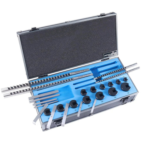 HSS Keyway Broach Set 4mm 5mm 6mm 8mm Metric Keyway Tools With Slotted Bushings And Shims in handy varnished box, Style B and C