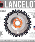 No Bull 4 Inch 14 Tooth Carving Saw Disc For Angle Grinders Beefed Up Professional Build For Heavy Wood Removal And Sculpting Killer Edge Design With 5 8 Inch Bore Cut on a gray background with specs and usage details.