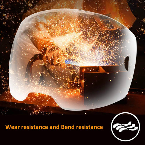 7 Pack Clear Front Cover Lenses For Sentinel A50 Welding Helmet HD Anti Fog Viewing Window showing sparks and durability