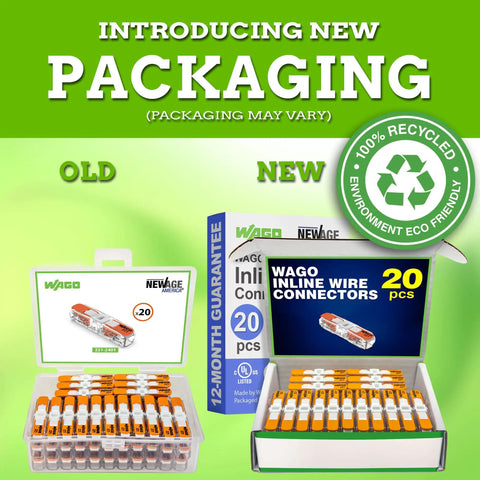 Lever Nut Wire Connectors Kit Inline 20 Piece 2212401 Pack showing old and new eco-friendly packaging