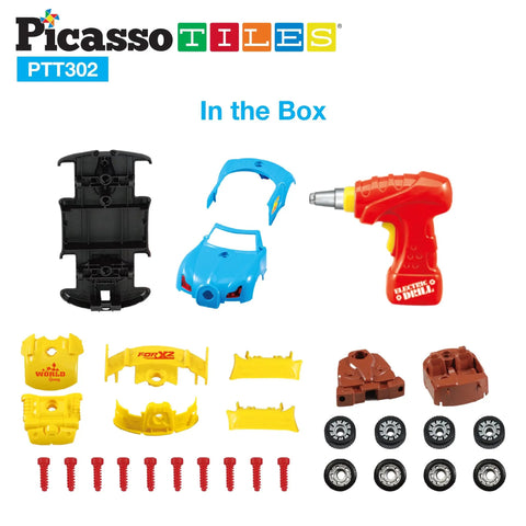Take Apart Race Car Build Kit With LED Lights And Realistic Engine Sound Includes Mini Electric Drill And Screws