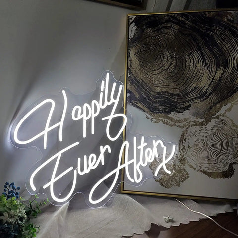 Happily Ever After Neon Sign With Custom Wedding Wall Decor Flexible LED Neon Light for Weddings Anniversaries Parties Home Decor and Photo Backdrops Ideas