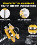 Image of 2 Pack Tongue And Groove Router Bit Set 1/4 Inch Shank, Adjustable 3 Tooth T Style Bits For woodworking, and DIY projects.