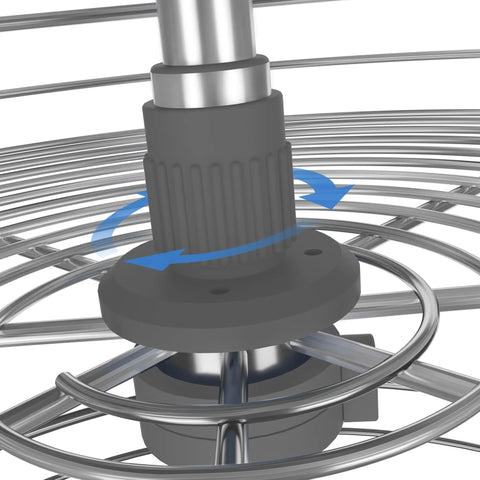 Close-up of 28 Inch Chrome Corner Cabinet Lazy Susan Full Circle Rotating Rack mechanism with arrows.