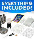 Dual LED Kids Microscope Set With 50 Plus Piece Science Kit, 10 Prepared Slides And 10 DIY Blank Slides For Biology Experiments