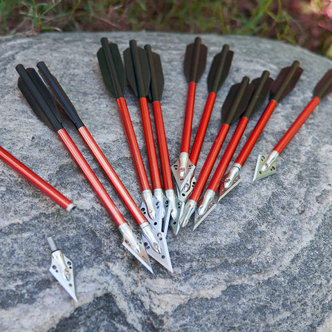 Pro Grade Premium Aluminum Crossbow Bolts Set 6.7 Inch With Sharp Broadhead Tips, 12 Pack For 50 To 80 Lb Mini Archery Crossbows