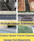 Heavy Duty Cast Iron Drain Grate 20x16 Inch For Garage And Driveway Built To Last With Ductile Iron Outdoor Trench Cover Black Rectangle Metal Sewer Grate High Load Capacity True 19.7x15.7 For Heavy Traffic shown in multiple installations.