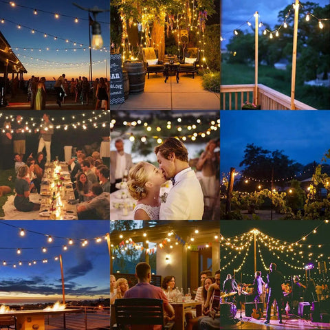 Outdoor String Lights 50ft Commercial Grade LED Patio Lighting With 16 Dimmable 1W Edison Bulbs Shatterproof IP65 Waterproof