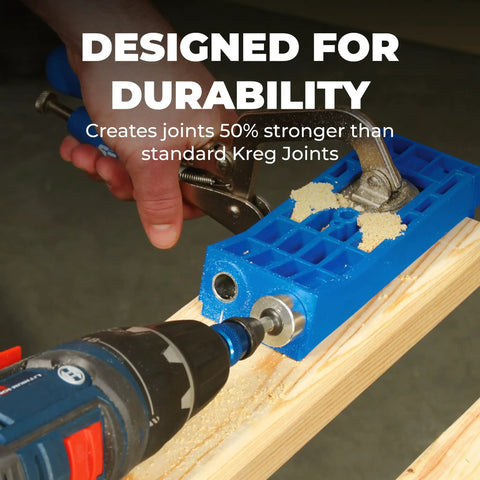 Using Beefy Heavy Duty Pocket Hole Jig HD for big projects on 2x4 wood, creating strong joints with steel enforced drill guides.