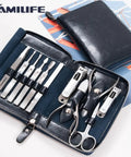 11 Piece Manicure Set For Men With Stainless Steel Nail Clippers And Pedicure Tools In A Portable Blue Leather Travel Case