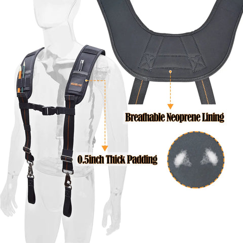 Tool Belt Suspenders For Men Nail Bag And Construction Tool Bag Harness Cross Shoulder Carpentry Suspenders with padding detail