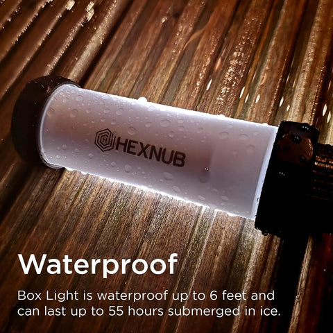 Cooler Box Light Waterproof Rechargeable LED for Yeti RTIC Orca illuminates with USB C, waterproof on wooden surface