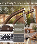 Close-up of heavy-duty suspension fixture of Double Hanging Egg Chair With Stand For Patio Or Balcony Oversized Two Person Outdoor Swing With Thick Cushions And All Weather Wicker Loveseat Beige