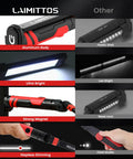 Rechargeable Magnetic LED Work Light 2500mAh Folding Flashlight For Mechanics, Aluminum Body, strong magnet, stepless dimming