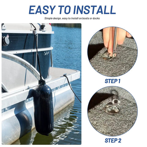 Replacement Boat Fender Eye Set for Quick Release Bumper Hanger Clips and Locks installation on pontoon
