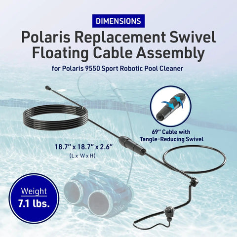 Replacement Swivel Floating Cable Assembly With 69 Inch Cord For 9550 Sport And 9650iQ Robotic Pool Cleaners black cord
