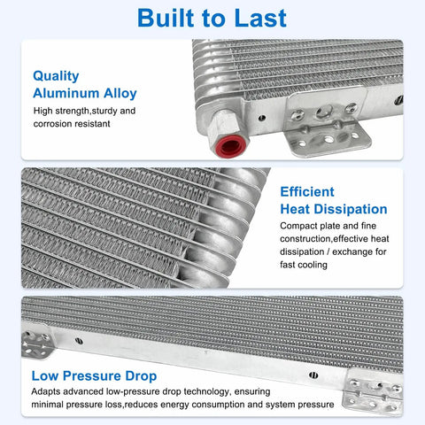 Heavy Duty 40k Transmission Oil Cooler Kit for Towing and Large Trucks with quality aluminum build and low pressure drop