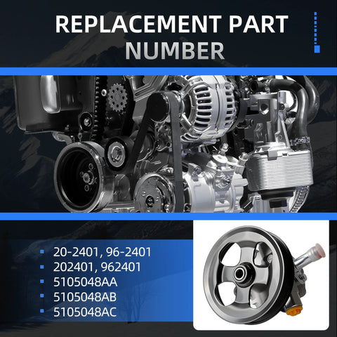 Power Steering Pump With Pulley Drops Right In For Dodge Caliber 2007 To 2009 1.8L And Caliber 2007 To 2012 2.0L 2.4L Jeep Compass