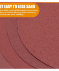 Heavy Duty 6 Inch Sanding Discs P180 Grit Aluminum Oxide Paper stacked showing texture for wood metalworking and polishing tools.