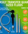 Lower Unit Gear Oil Pump For Boats Quart Bottle Lube Transfer Marine Transmission Fluid Rear Differential Service Winterizing Kit With Two Hoses No Mess Spill Free Operation Easy To Use showing pump, hoses, and adaptors