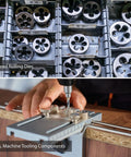 Thread rolling dies and jigs with drill, tools for machine tooling components.