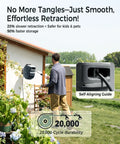 Heavy Duty Retractable Garden Hose Reel Half Inch By 100 Foot With Slow Auto Retract No Fuss Anti-Tangle Design Dual Ratchet Lock UV And Freeze Protection Brass Seal 180 Degree Swivel Reinforced Scaffold Wall Mount on garden wall