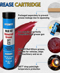 Front view of YATOINTO NLGI #2 Universal Grease cartridge in blue tube with black cap, 3 oz capacity