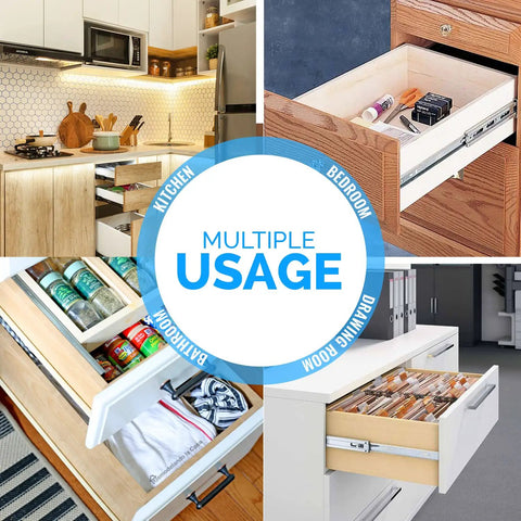 Built Tough 12 Inch Side Mount Drawer Slides One Pair Full Extension Ball Bearing Cabinet Glides Auto Lock for kitchen and bedroom.