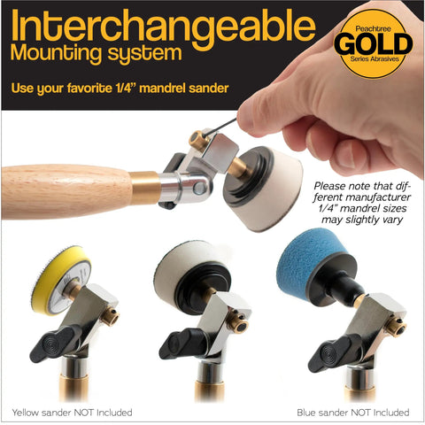 Pro Grade Bowl Sander Tool Kit For Woodturning With Dual Bearing Head adjustable 1/4 inch mandrel and various sanding discs