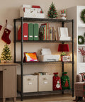 Beefy Heavy Duty 1400 Lbs 4 Tier Metal Wire Shelving Rack in home office with holiday decor on shelves
