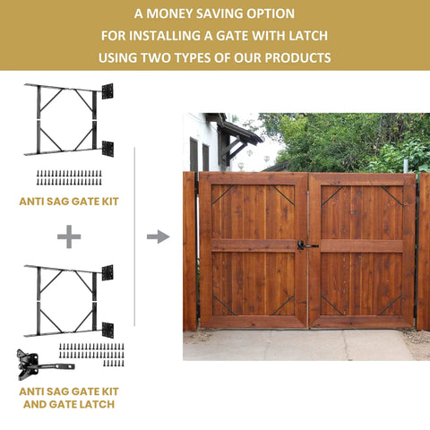 Heavy Duty Anti Sag Gate Kit With Hinges For Wooden Fences Doors And Corral Gates No Sag Corner Brace Bracket For Wood Windows And Gate Latch Easy Install Durable Gate Support next to wooden gate example