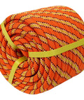 Half Inch By 100 Ft Double Braid Arborist Rigging Rope For Tree Work Climbing Hauling And Logging With High Tensile Low Stretch 48 Strand Polyester Bull Rope Orange coiled