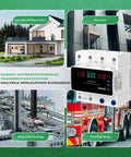 Automatic Transfer Switch 63A 110V for Power Outages With DIN Rail Mount Generator Transfer Switch Featuring Dual Automatic And Manual Operation LED Display Over Voltage And Over Current Protection 50 60 Hz with multiple application scenarios shown.