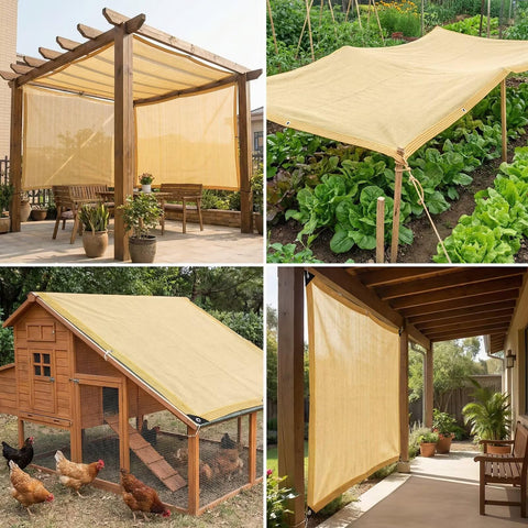 90 Percent Shade Cloth 9x30ft UV Block Outdoor Go To Patio Shade Cover on pergola, garden, chicken coop, porch setting