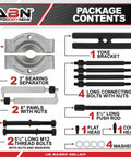 Bearing Puller Kit 14 Piece 5 Ton Automotive Bearing Separator With 2 And 3 Inch Jaws Gear Puller Tool Set Package Contents