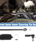 6 Piece Front Inner Outer Tie Rod Ends Kit With Boots For Ram 1500 2013-2018 5-Lug And Ram 1500 Classic 2019-2022 Drag Link Steering Suspension Replacement installed on front suspension