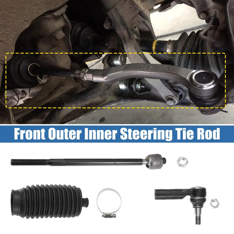 6 Piece Front Inner Outer Tie Rod Ends Kit With Boots For Ram 1500 2013-2018 5-Lug And Ram 1500 Classic 2019-2022 Drag Link Steering Suspension Replacement installed on front suspension