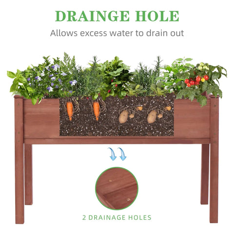 Waist Height Raised Garden Bed With Legs Solid Wood Planter Box On Stand With Liner For Outdoor Use 48 X 24 X 30 Inches with plants