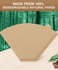 Eco Friendly Disposable Coffee Paper Filters, 100 Count Size Four Cone Replacement For Ninja Coffee Makers, natural paper