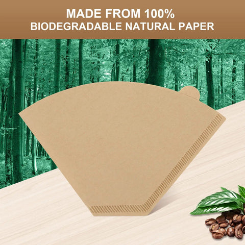 Eco Friendly Disposable Coffee Paper Filters, 100 Count Size Four Cone Replacement For Ninja Coffee Makers, natural paper