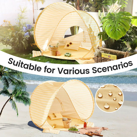 Pop Up Baby Beach Tent With 2026 Upgraded UV Protection Lightweight Portable Sun Shelter For Babies in garden and beach settings