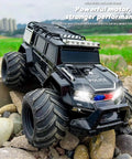 Amphibious Remote Control Car Waterproof Beast RC Vehicle 4WD All Terrain Off Road Stunt Toy on rocky terrain with LED lights