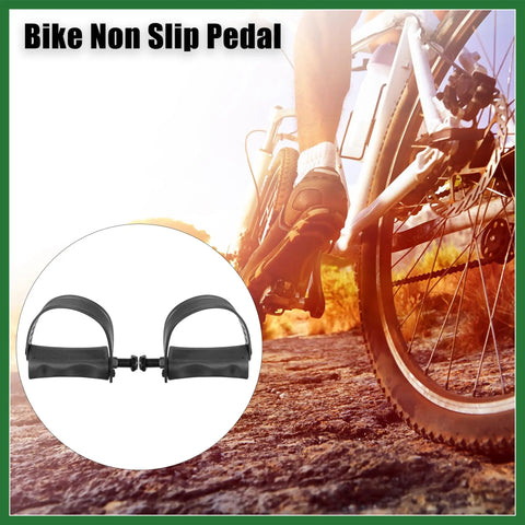 Non Slip Exercise Bike Pedals With Straps, One Half Inch Spindle, 12.7mm Spindle Replacement Pedals for cycling shown on bike