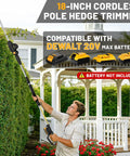 Man using Cordless Pole Hedge Trimmer With 14-Foot Reach And 18-Inch Cutting Head, Compatible With 20V Max Batteries near gazebo