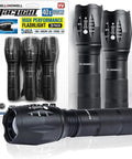 Insanely Bright Zoomable Tactical Flashlight Pack Of Three With Five Modes And Zoom That Makes It Forty Times Brighter Than Usual