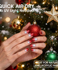 Six Color Nail Polish Set For 4th Of July And Christmas Air Dry No Light Needed Quick Dry Long Lasting Chip Resistant oval nails