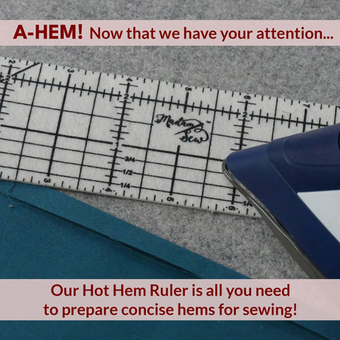 Hot Hem Ruler For Sewing And Quilting, Non Slip Ironing Guide For Precise Hems And Pleats, Works With Dry Or Steam Irons, 10 X 2.5 Inch Hem Gauge, Heat Resistant Nylon, Speed Up Your Crafting And Get Neat Edges. heat-resistant nylon hem ruler on fabric with iron